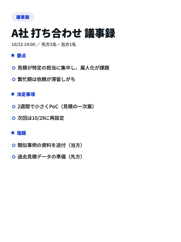 議事録の作例